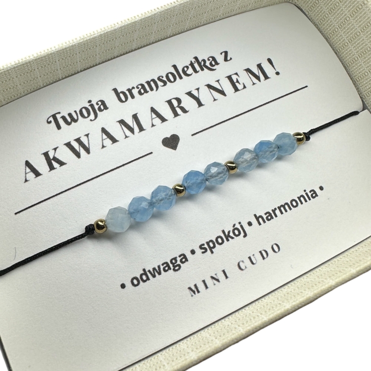 BRANSOLETKA SZCZĘŚCIA z akwamarynem i hematytem