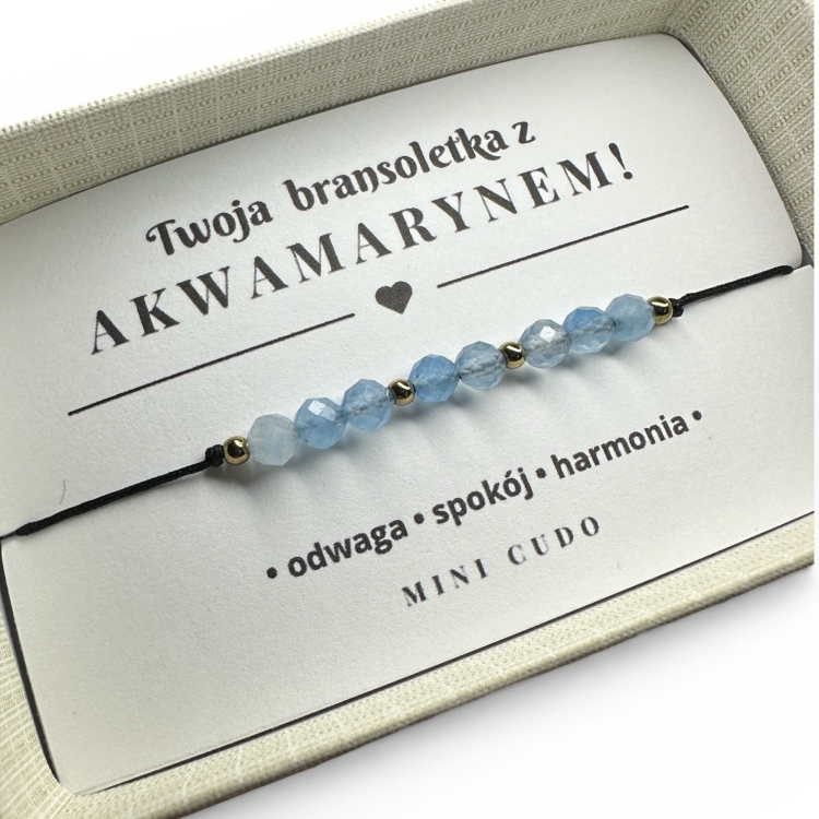 BRANSOLETKA SZCZĘŚCIA z akwamarynem i hematytem