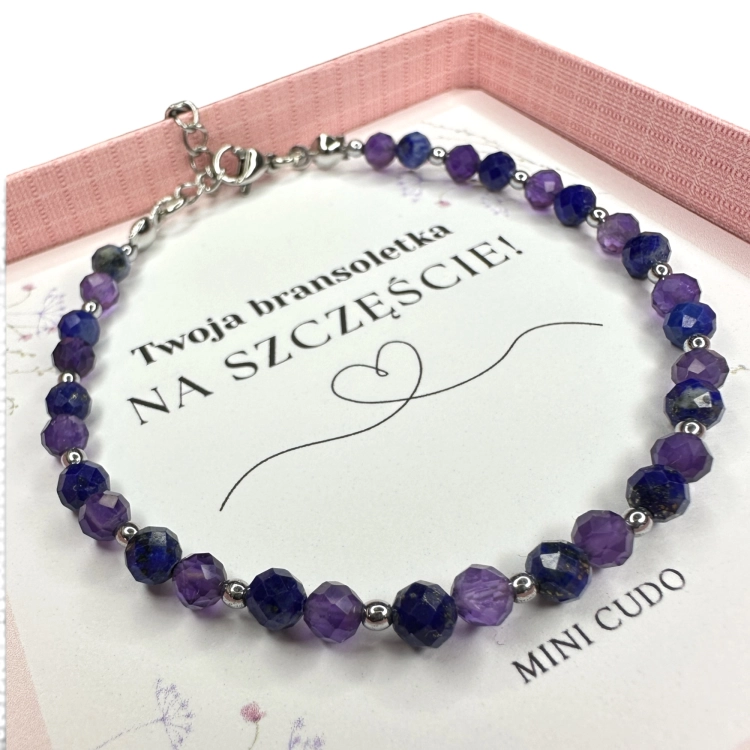 Bransoletka z kamieni naturalnych: AMETYST i LAPIS LAZULI