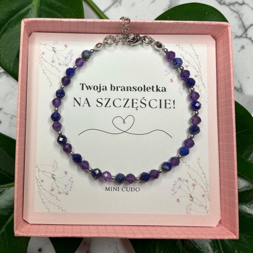 Bransoletka z kamieni naturalnych: AMETYST i LAPIS LAZULI
