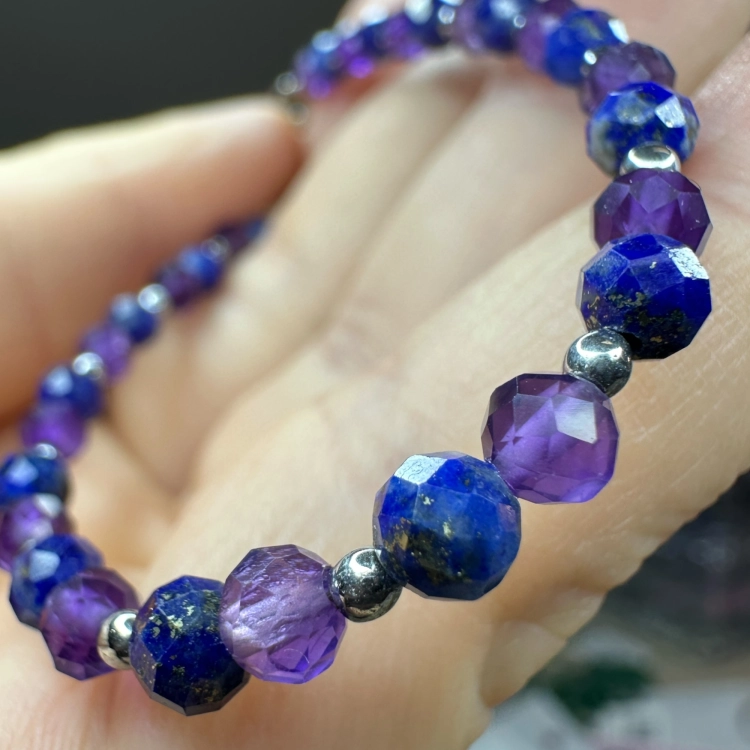 Bransoletka z kamieni naturalnych: AMETYST i LAPIS LAZULI