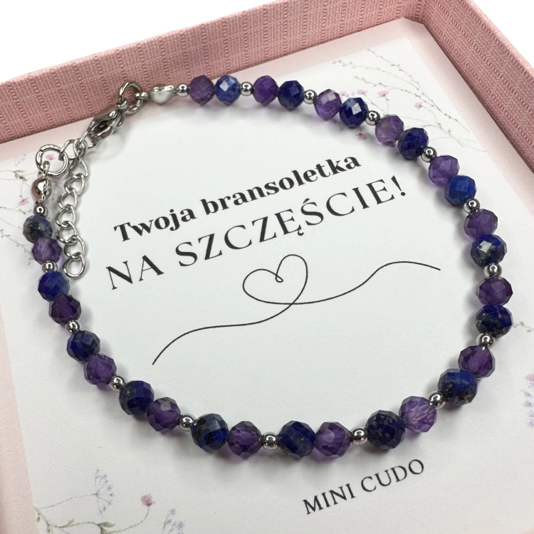 Bransoletka z kamieni naturalnych: AMETYST i LAPIS LAZULI